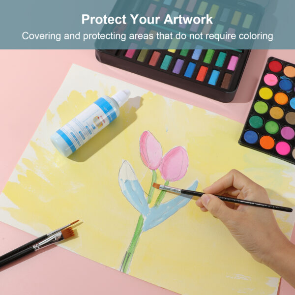 Masking Fluid Pen for Watercolor Painting and Various Art Projects,Watercolor Masking Fluid,100ml Art Masking Fluid Artists Watercolor Medium,Masking Fluid Pen Blue Liquid Pigment Drawing Gum - Image 4